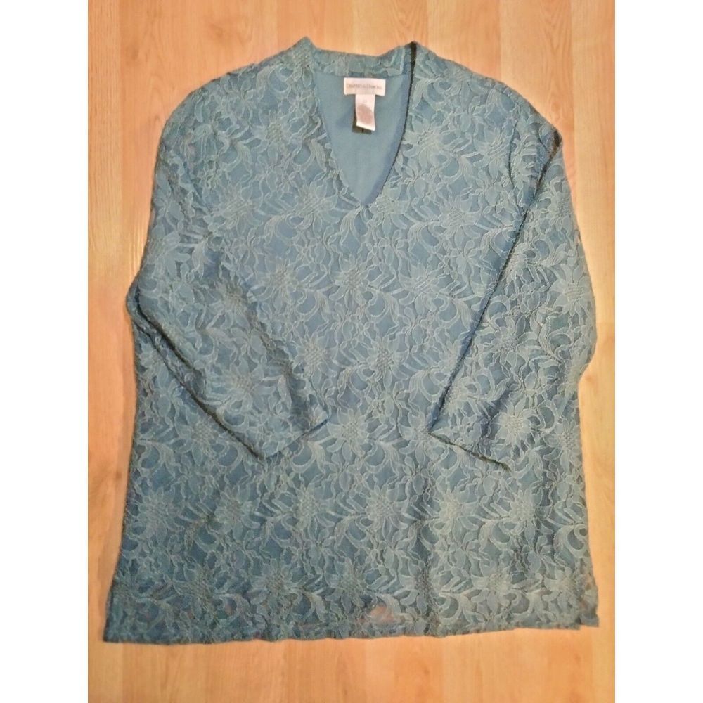 Draper's & Damon's Women's Teal Lace Dress Top‎ With Lining Size 2X